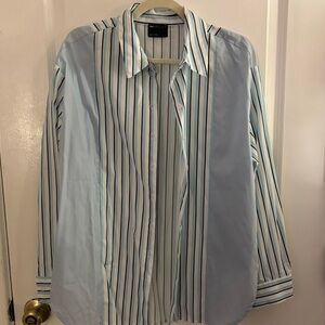 asos design poplin oversized shirt in blue stripe - size Small